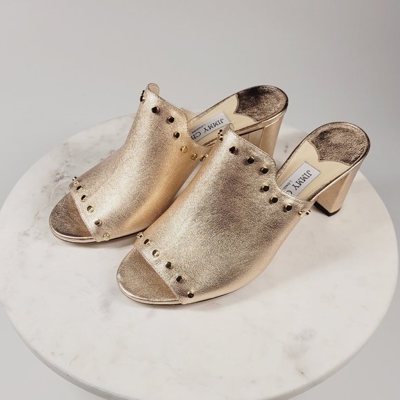 Jimmy Choo Rose Gold Leather Mules & Clogs - Picture 4 of 7